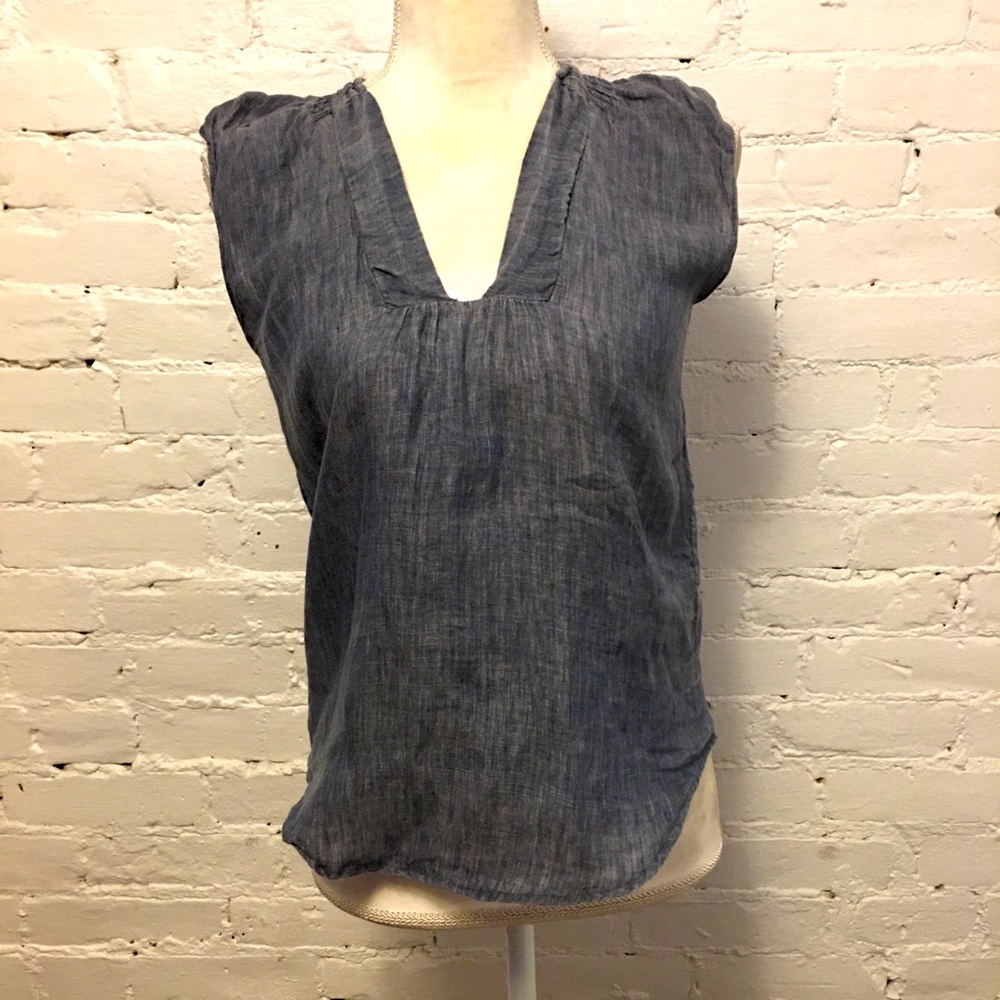 Ulla Johnson cap sleeve linen top gray size 4 pintucking